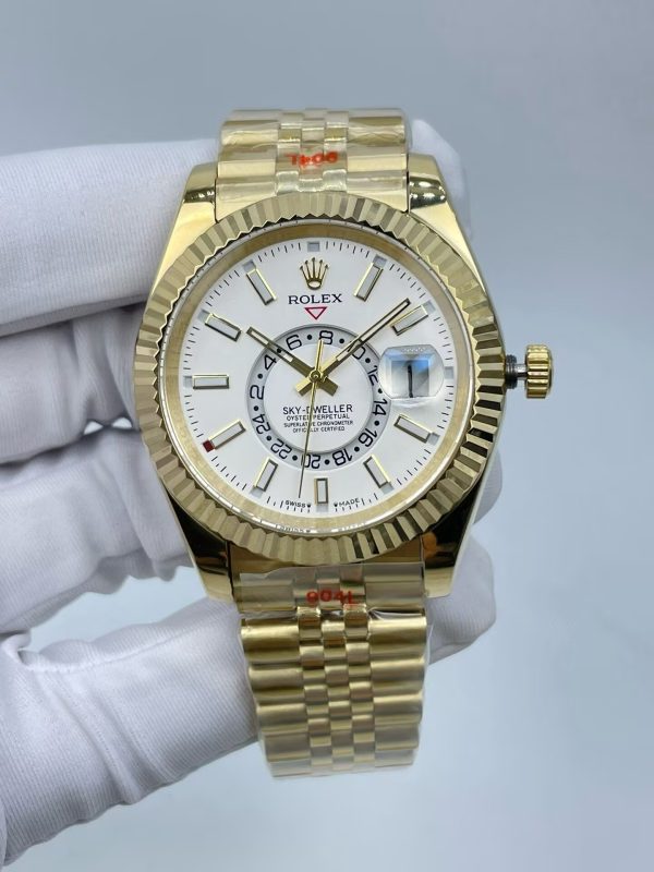 Rolex Sky-Dweller 42mm 18K Gold White Dial 336935 Automatic Machine Waterproof Men's Watch - Image 5